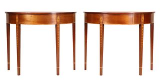 Pair of Federal Style Inlaid Mahogany Pier Tables