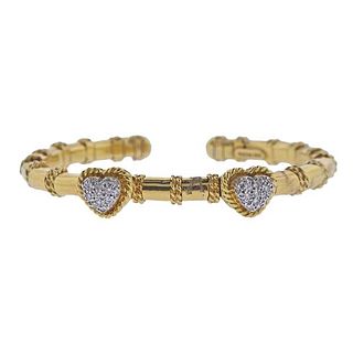 Cassis 18k Gold Diamond Heart Cuff Bracelet