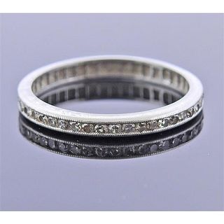 Art Deco Platinum Diamond Eternity Wedding Band Ring