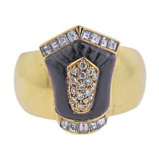 18k Gold Diamond Onyx Ring