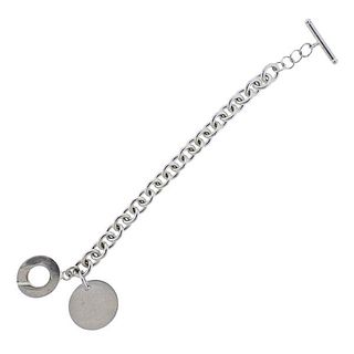 Tiffany &amp; Co Please Return To Round Tag Silver Toggle Bracelet