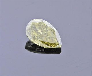GIA 1.00ct Fancy Brownish Greenish Yellow I2 Pear Diamond