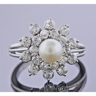 18k Gold Diamond Pearl Cocktail Ring