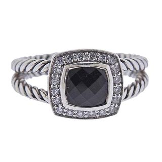 David Yurman Silver Diamond Onyx Ring