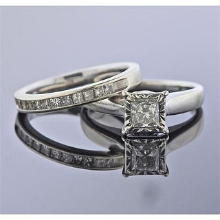 14k Gold Diamond Wedding Ring Set