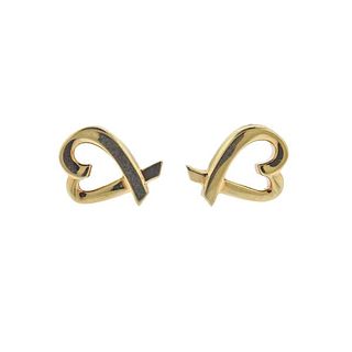 Tiffany &amp; Co Paloma Picasso 18k Gold Open Heart Stud Earrings