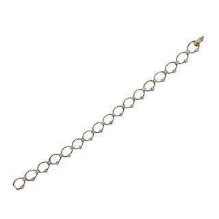 Leslie Greene 18k Gold Diamond Oval Link Bracelet
