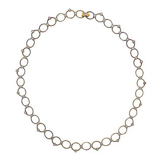 Leslie Greene 18k Gold Diamond Oval Link Necklace
