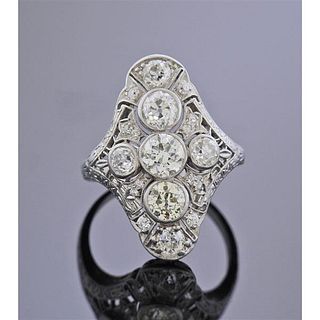 Art Deco Platinum Old Mine Diamond Ring