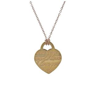 Tiffany &amp; Co 18k Gold Note Heart Pendant Necklace