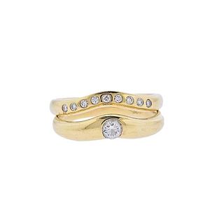 Tiffany &amp; Co Peretti 18k Gold Diamond Wedding Ring Set