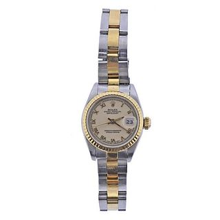 Rolex Datejust 18k Gold Steel Roman Markers Lady&#39;s Watch 69173