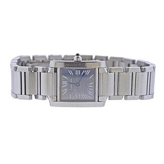 Cartier Tank Francaise MOP Dial Steel Lady&#39;s Watch 2384