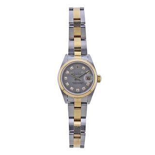 Rolex Datejust 18k Gold Steel Diamond Lady&#39;s Watch 79163