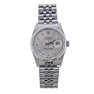 Rolex Datejust Steel Diamond Watch 16234