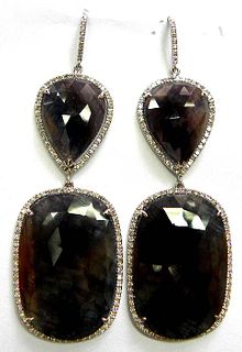 Sapphire and Diamond Earrings Fancy