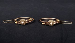 Pair of Victorian Yellow Gold-Filled Bracelets