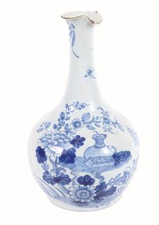 A Tin Glazed Earthenware Delft Bottleneck Vase