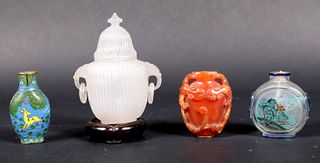 Chinese White Jade Miniature Covered Urn