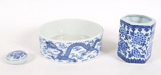 Chinese Blue and White Dragon-Decorated Bowl