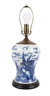 Chinese Blue and White Dragon-Decorated Vase