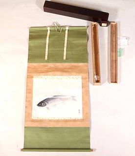 Japanese Scroll Painting of Fish