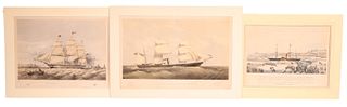 Three Lithographs of Ships