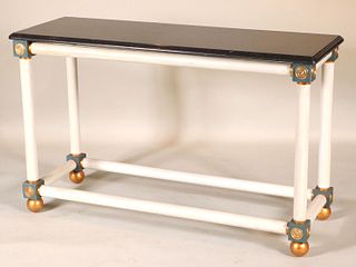 Contemporary Painted Marble Top Console Table