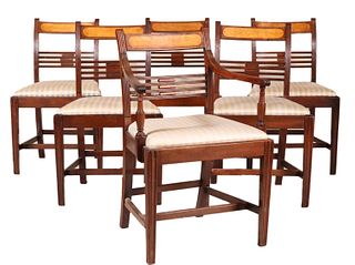 Six Regency Inlaid Mahogany Dining Chairs