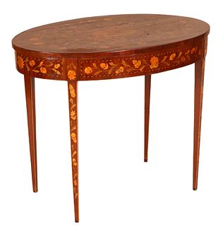 Dutch Marquetry Oval Center Table