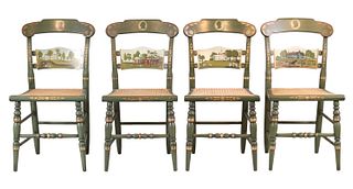 Four Hitchcock Presidential Cane Seat Side Chairs
