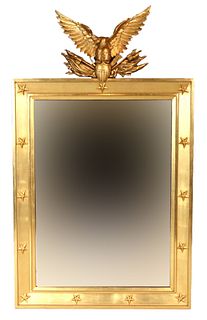 Neoclassical Style Eagle-Decorated Looking Glass