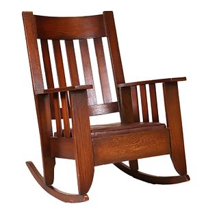 Arts & Crafts Style Oak Rocking Chair