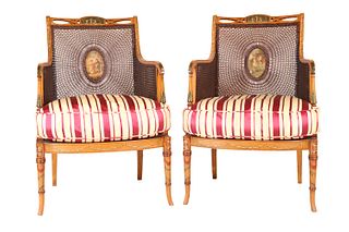 Pair of Adam Style Painted Armchairs