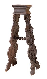 Baroque Style Carved and Stained Pine Stand
