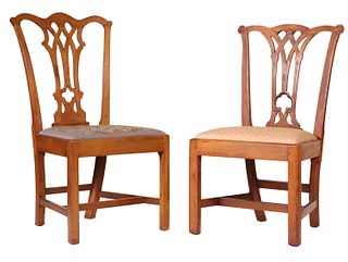 Two Chippendale Walnut Side Chairs