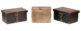 Two Chinese Metal-Mounted Ebonized Wood Chests