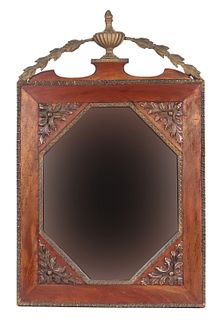 Neoclassical Style Walnut Looking Glass