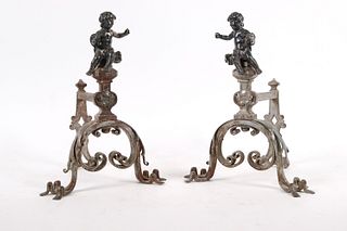 Pair of Louis XV Style Metal Chenet