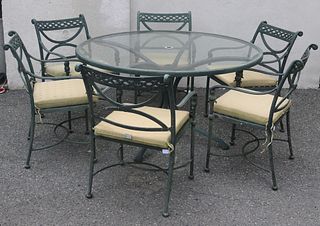Outdoor Glass Top and Aluminum Dining Set