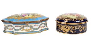 Two French Hand-Painted Porcelain Boxes