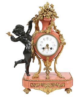Rococo Style Rose Marble Clock