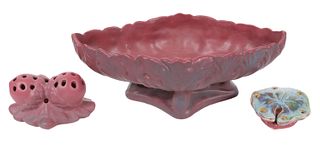 Van Briggle Art Pottery Bowl and Acorn-Form Frog