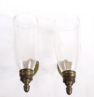 Pair of Georgian Brass and Glass Wall Sconces