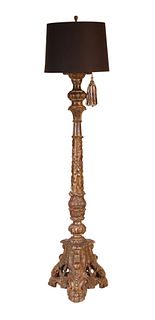 Rococo Style Carved and Painted Wood Floor Lamp