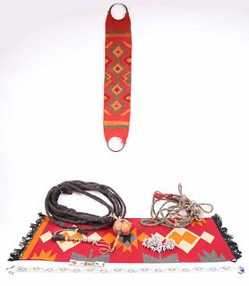 Vintage Native American Red and Orange Wool Mat