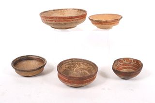 Five Pre-Columbian Painted Pottery Small Bowls