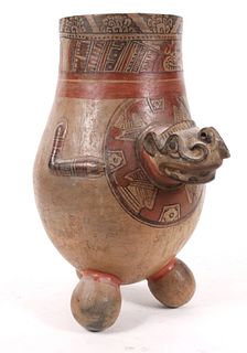 Pre-Columbian Jalisco Painted Pottery Figural Urn