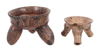 Two Pre-Columbian Painted Pottery Footed Bowls