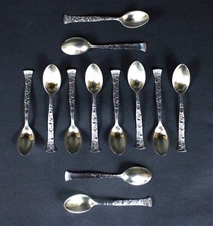 19th C Tiffany Sterling Vine and Gourd Spoons